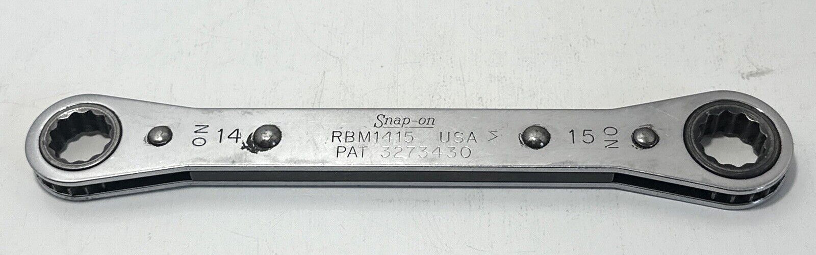 Snap On RBM1415 14mm x 15mm double ratcheting box wrench 12 point 1985 GUC