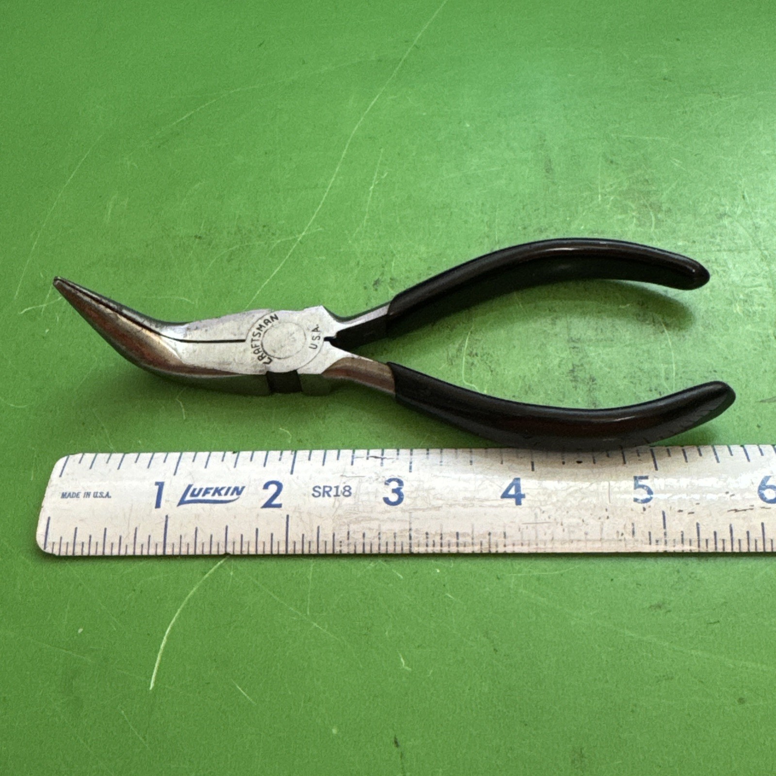 Craftsman Tools USA RARE «C» Stamp 5.5″ Long Black Grip Bent Needle Nose Pliers
