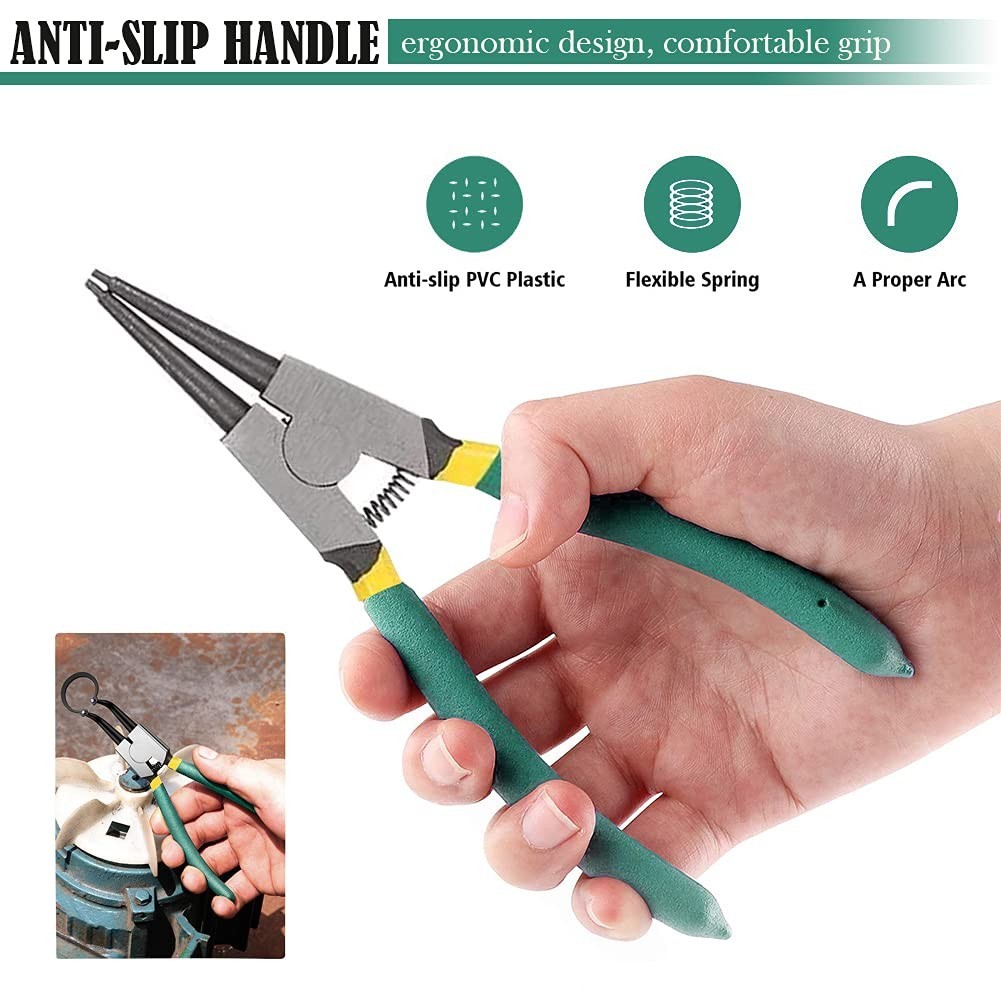 4pcs 7-Inch Heavy Duty Snap Ring Pliers Set – Internal/External Circlip Kit, CR-