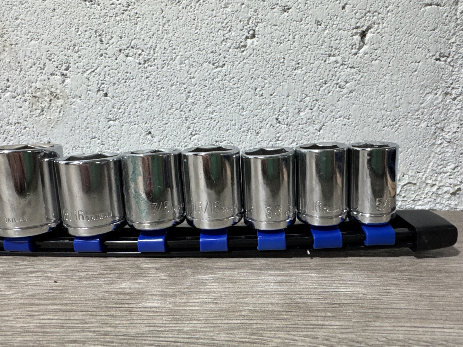 10pc Socket Set Chrome SAE 1/2″ Drive On Snap Rail VGC Free Shipping 1 1/4 -5/8