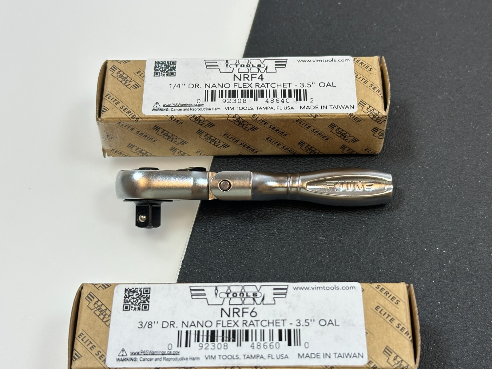 NEW VIM Tools 2pc NRF4 1/4″ Dr. & NRF6 3/8″ Dr. Nano Flex Head Micro Ratchet Set