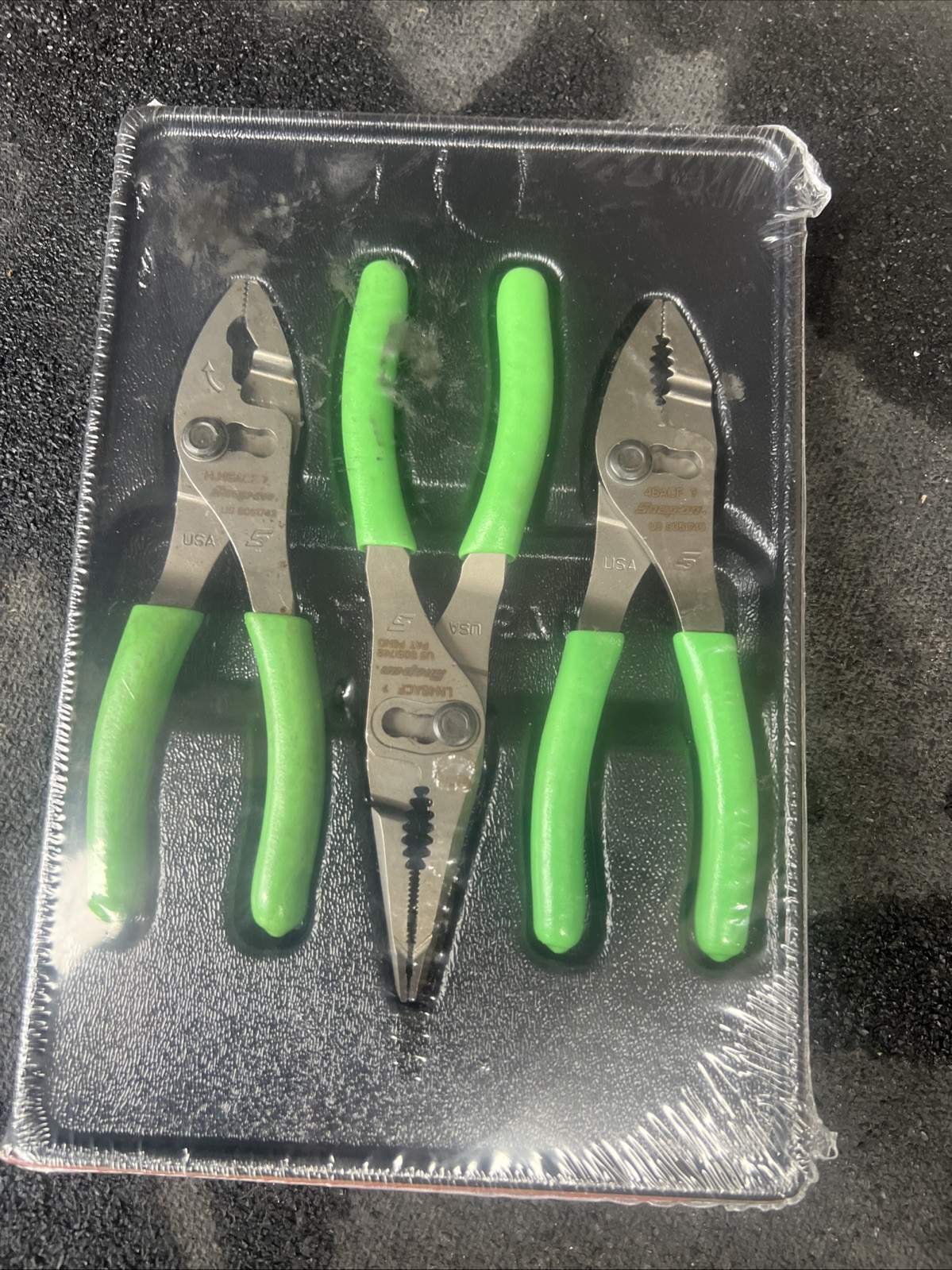 For Snap-on Tools USA GREEN 3pc Soft Grip Slip Joint Pliers Lot Set PL346ACFG