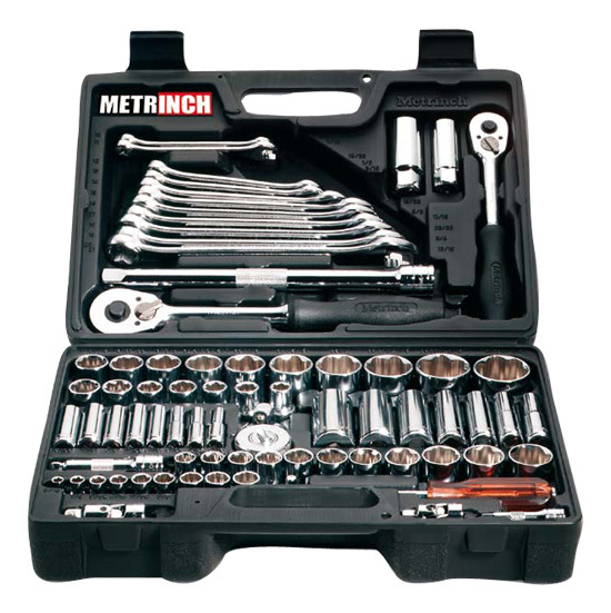 METRINCH MET-0076 Combination set 76pcs Ratchet Box 1/2″ 3/8″ 1/4″ Wrench Socket