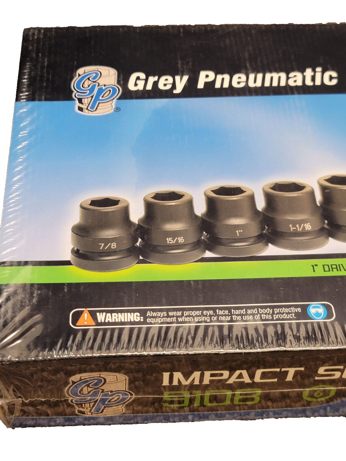 Grey Pneumatic GP Impact Socket Set 1″ Drive 6-Point #9108 Sae 8 Automotive NEW