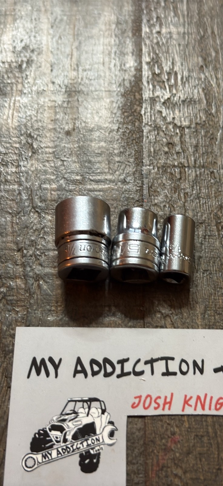 3 piece snap on 8pt socket set 7/16,5/16,1/4 work as they should no owner marks