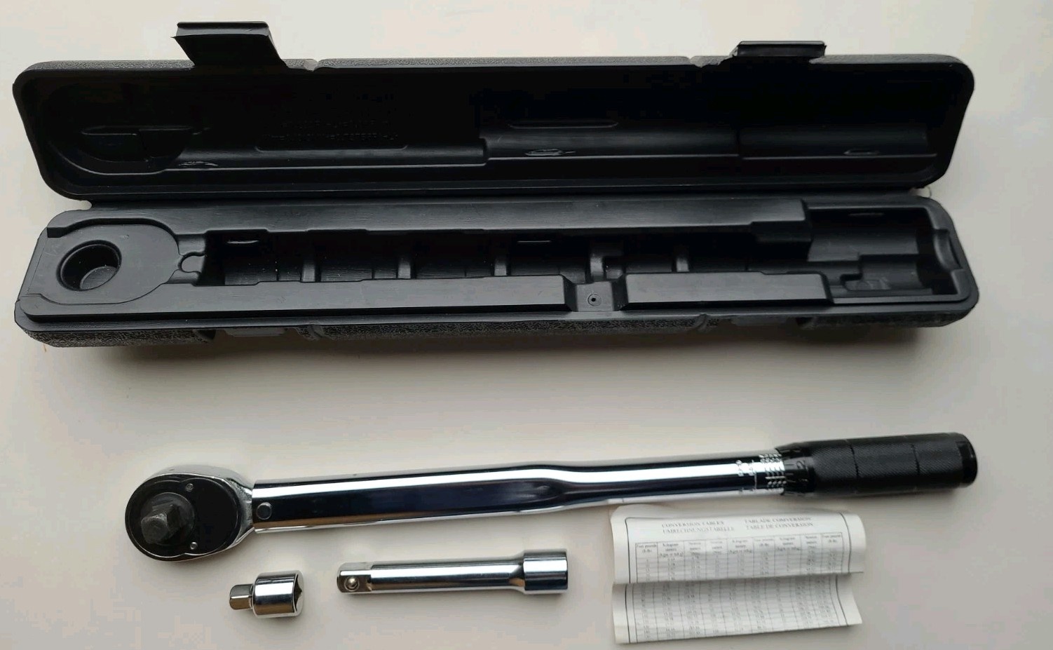 Ram Tools 1/2 Drive Ratcheting Head Micrometer Torque Wrench 10-150 Ft Lbs