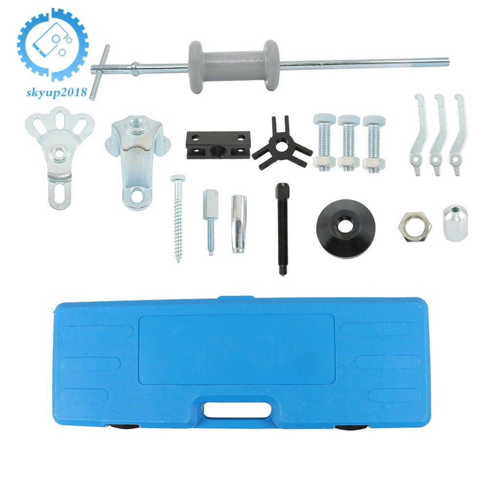 17Pcs Slide Hammer Dent Puller Tool Kit Wrench Adapter Axle Bearing Hub 5 lb