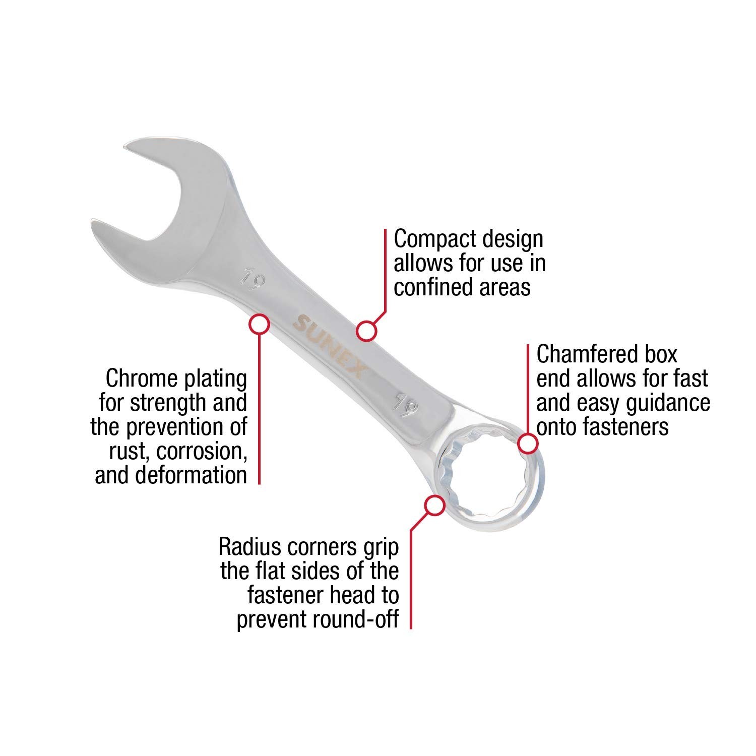Sunex Tools 9930M Metric Stubby Combination Wrench Set, 10-Piece