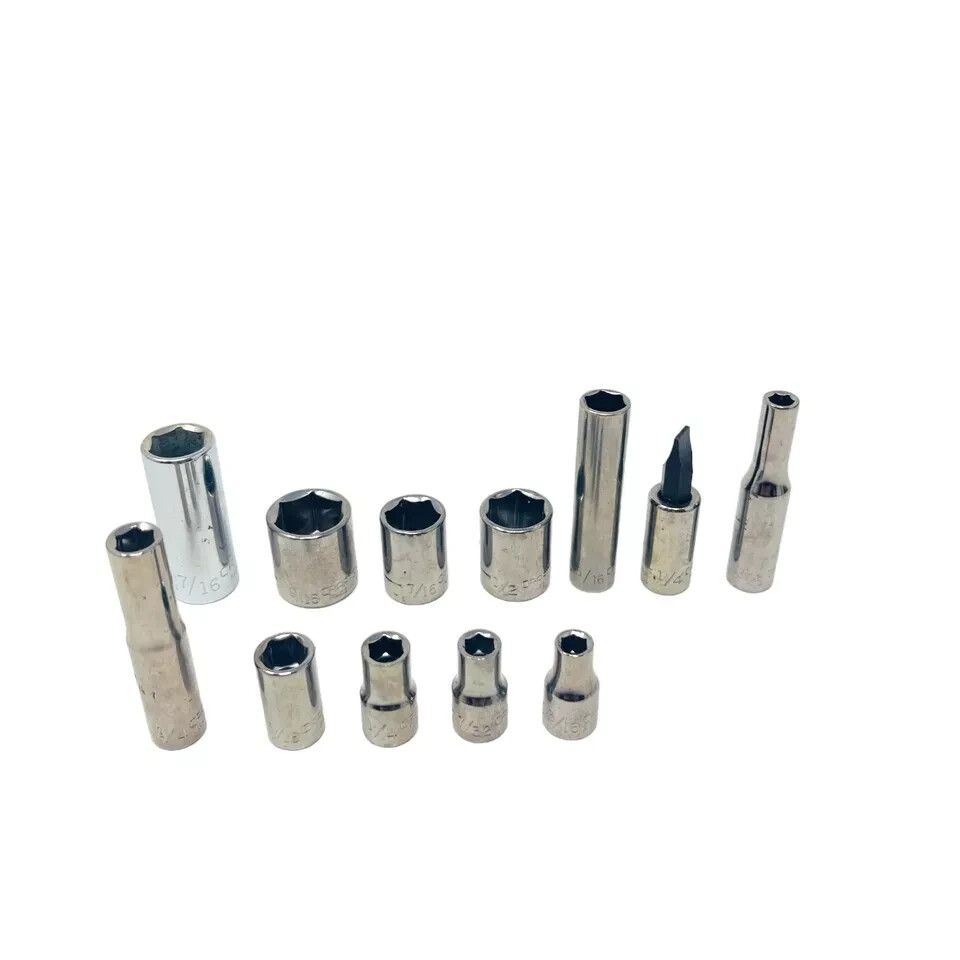 12 Pcs Craftsman 9/16 7/16 1/2 5/16 1/4 7/32 3/16 in Socket Set, Made in USA