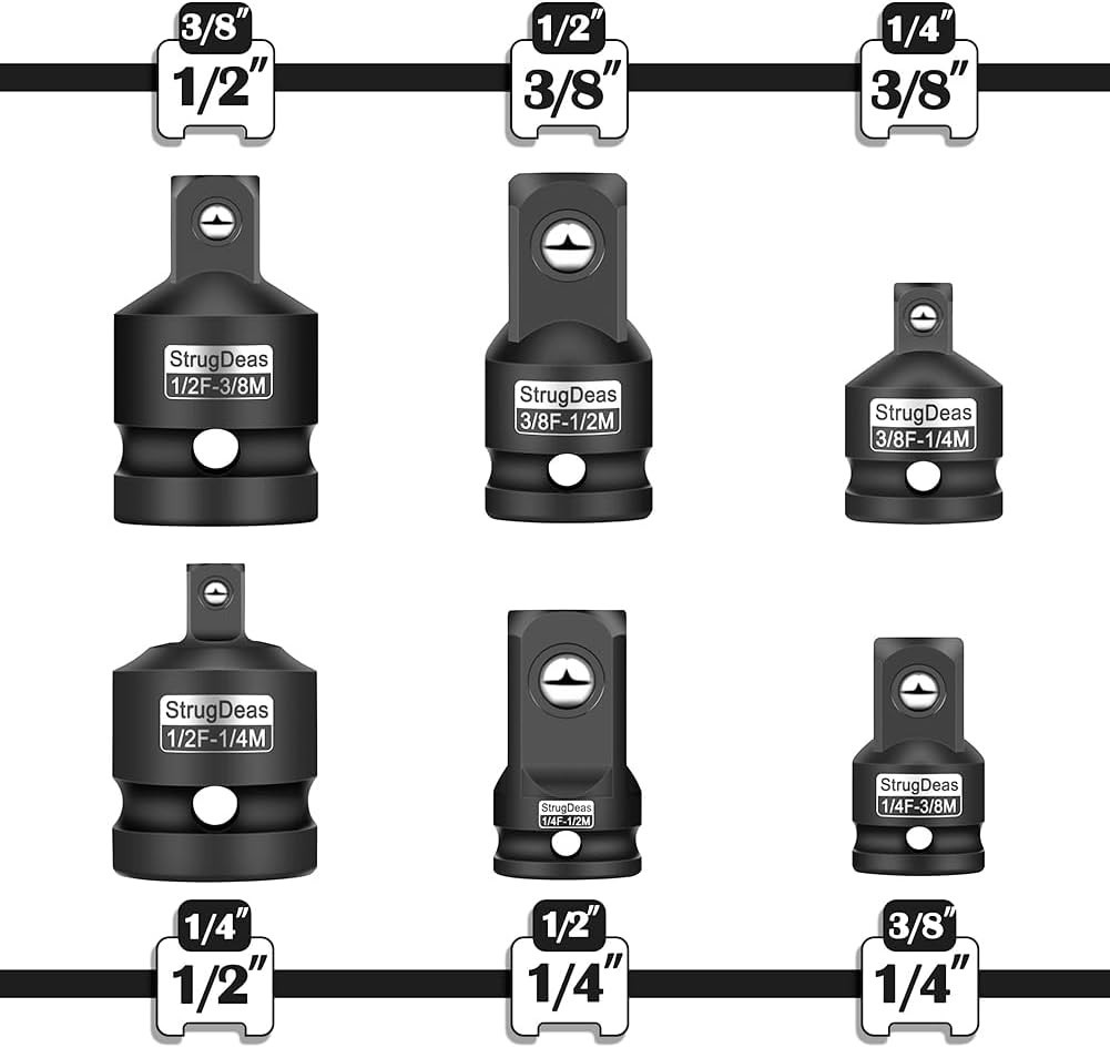 6-Piece Impact Socket Adapter Set in Chrome Vanadium Steel – Durable & Efficient