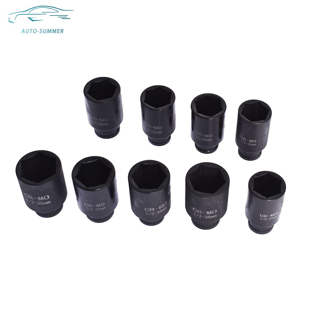 1/2″ Drive Metric Axle Hub Nut Socket 9pcs 29-38mm Deep Impact Socket Tool Kit