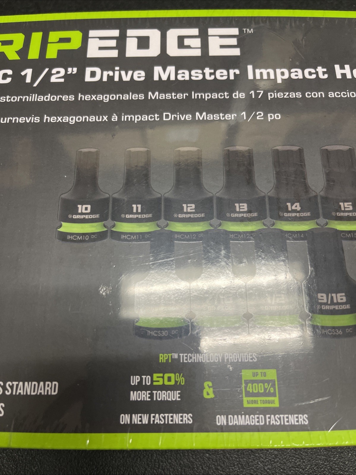 Grip Edge Tools MIHC17S 17 Piece Master 1/2″ Drive Impact RPT Hex Driver Set