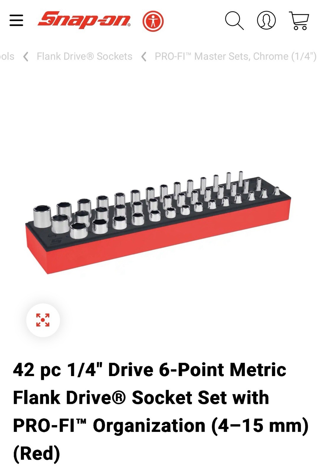 42 pc 1/4″ Drive 6-Point Metric Flank Drive® Socket Set