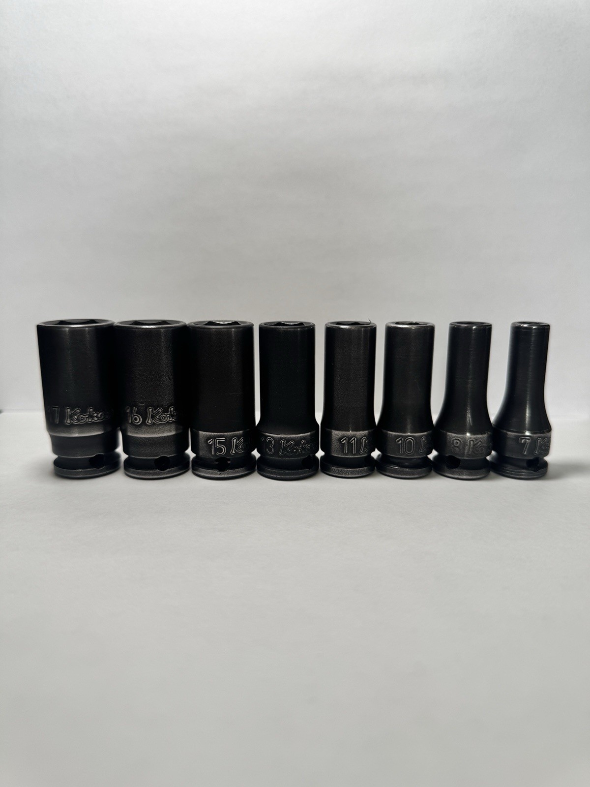 Kokon 3/8 Drive 6 point semi deep 8pc Impact socket Set With Slide Magnet￼