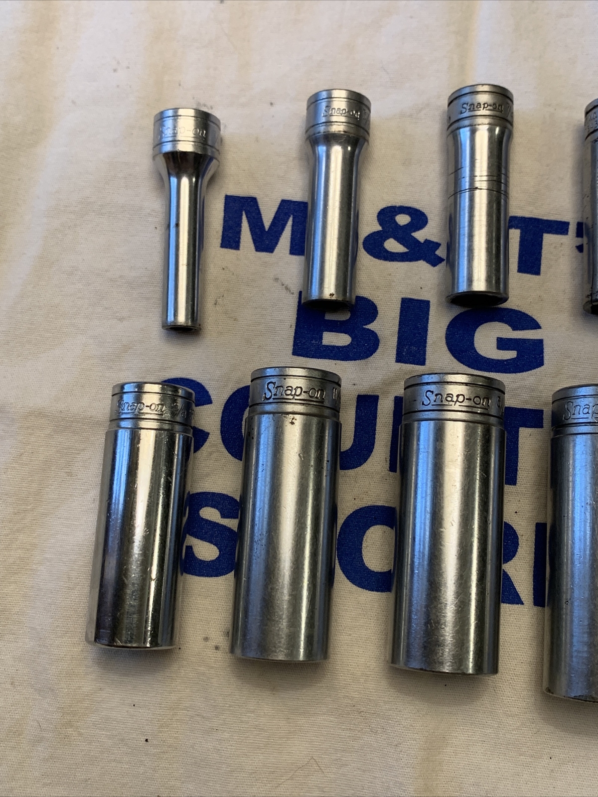 Snap-on Tools USA 3/8″ Drive 6pt 10pc SAE Deep Chrome Socket Set 211SFSY – Marks