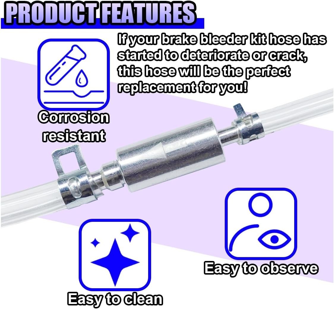 2PCS Brake Bleeder Hose, Motorcycle Clutch One Way Check Valve Bleeding Tool Kit