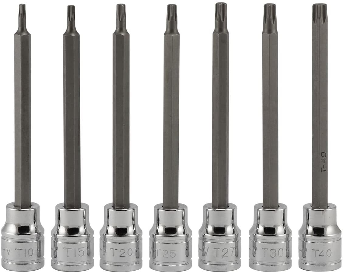 NEIKO 10080A 3/8” Drive Extra Long Torx Star Bit Socket 7 Piece, Extra-Long