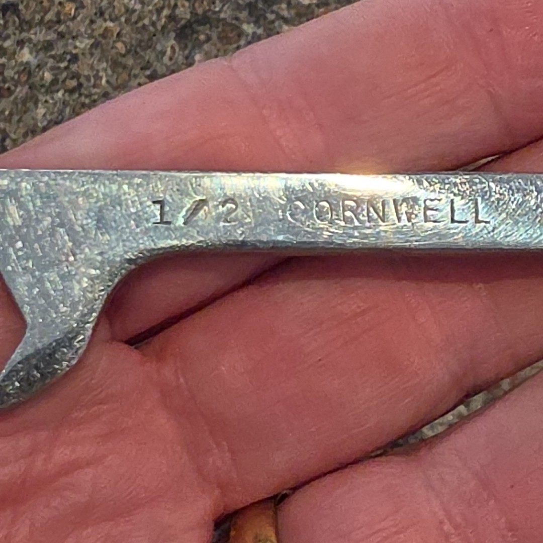 Vtg Cornwell Tools USA 10pc SAE Angle Open-End Wrench Set Pre-War Leather Pouch