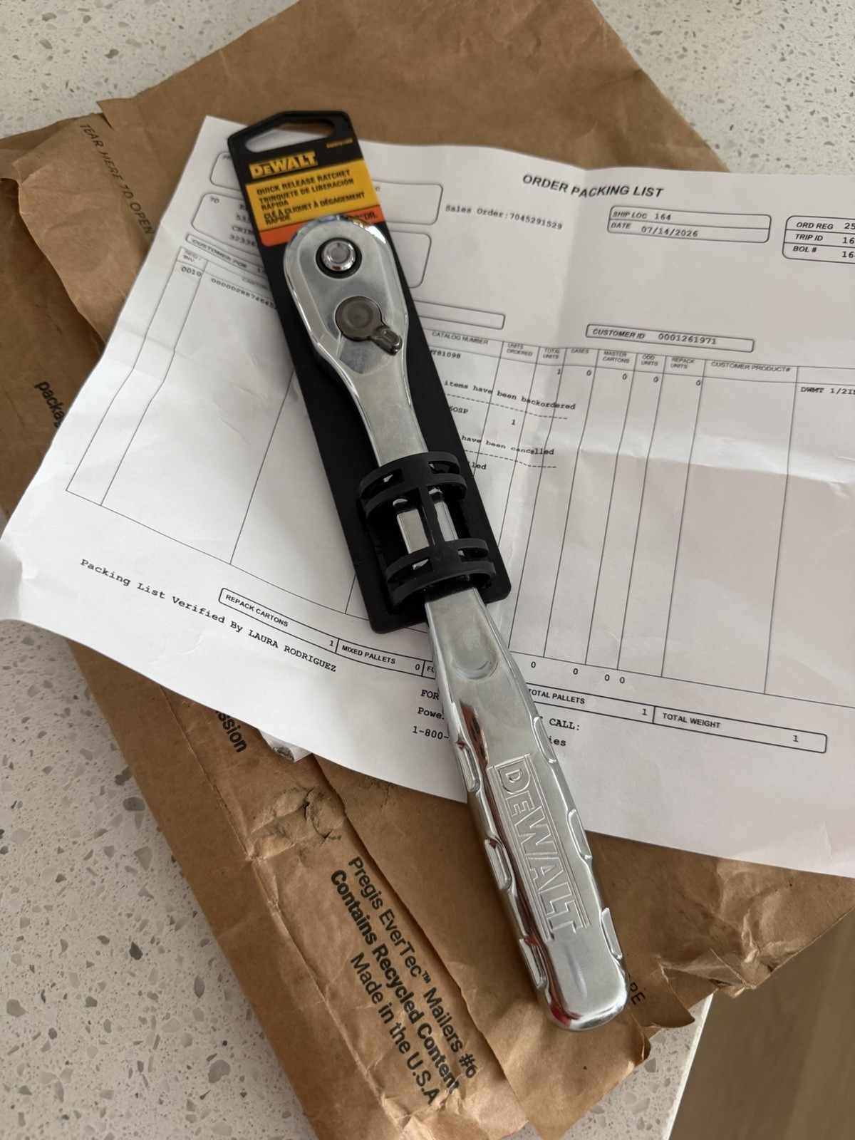 DEWALT Ratchet, Quick Release, SAE, 1/2-Inch Drive (DWMT81098)
