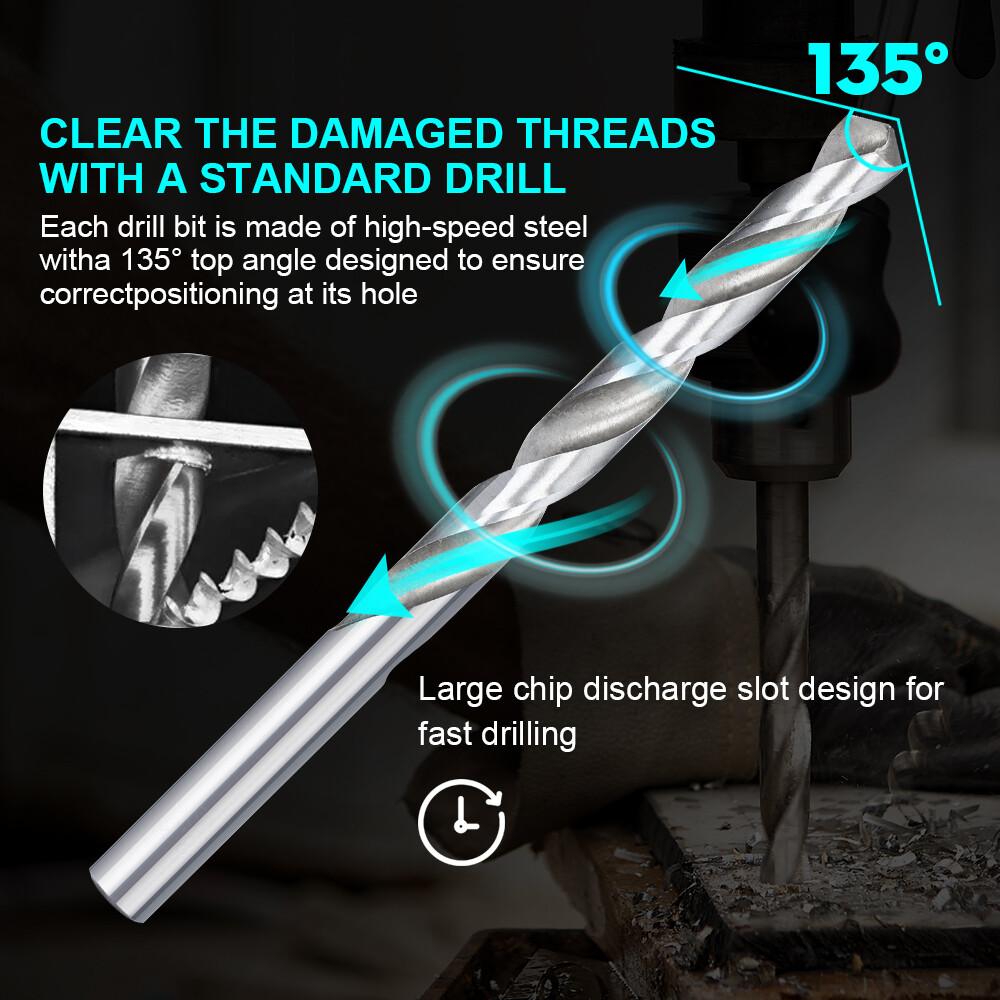 25PCS Thread Repair Kit Metric Drill M3 M6 M8 M12 Wire Insert Car Pro Coil Tool