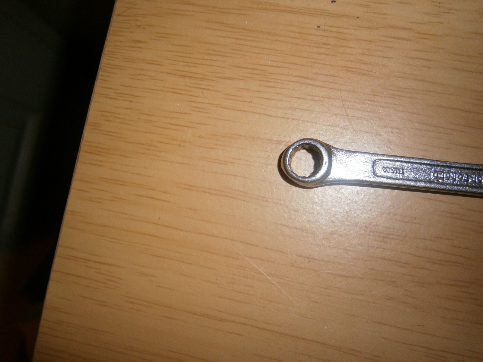 Vintage silver tone spanner. 8mm both ends.(E6b)