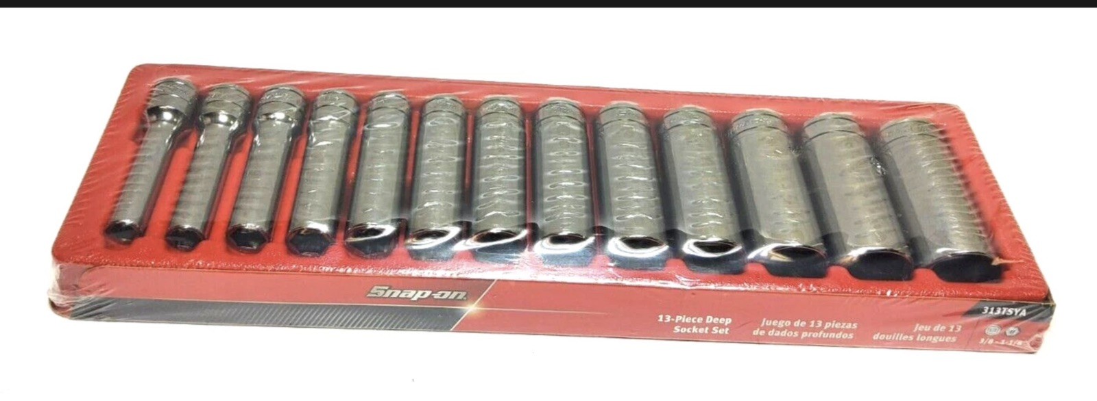 NEW Snap-on™ 1/2″ drive 6-point DEEP socket SET 3/8″ thru 1 1/8″ 313TSYA Unused