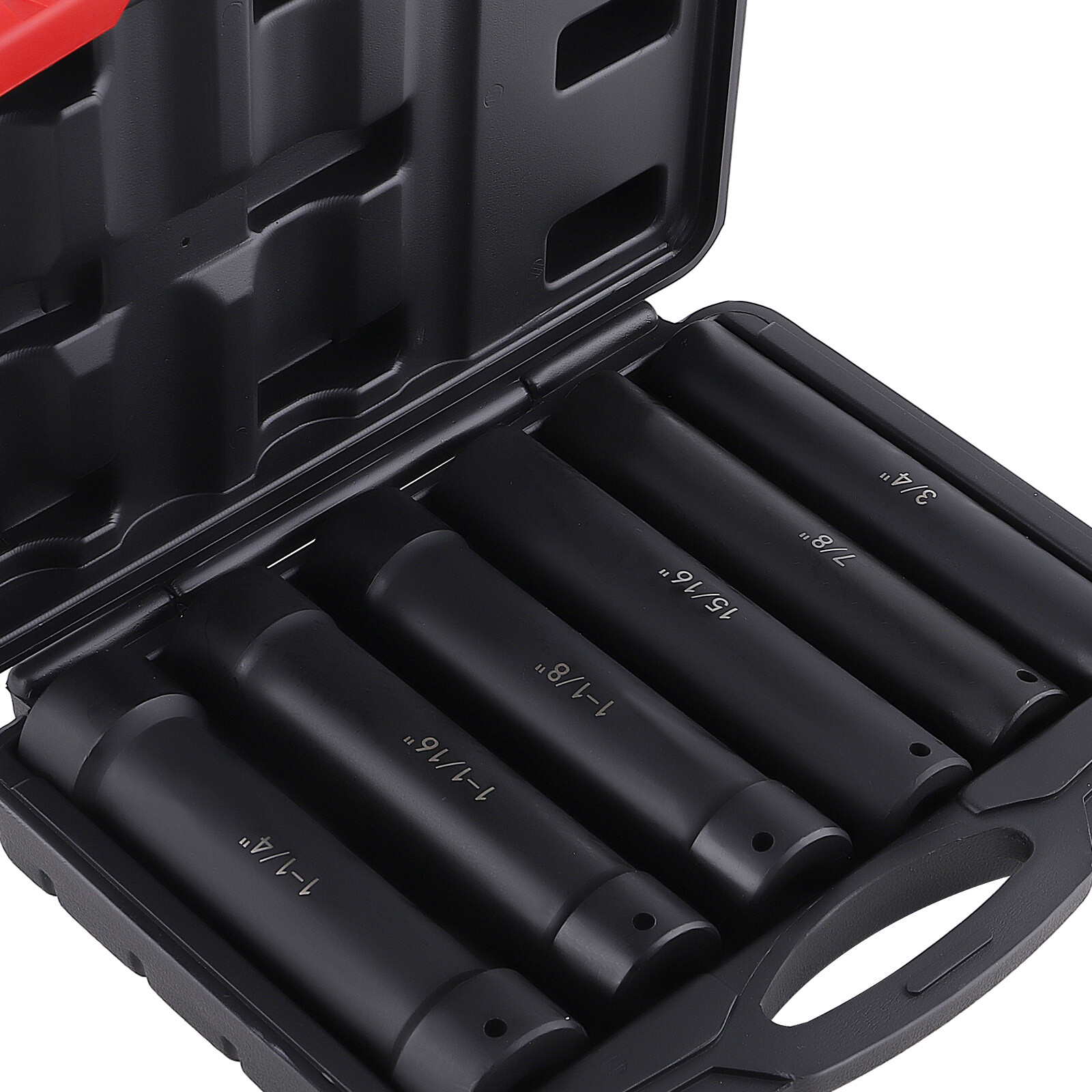 6pcs 1/2 Inch Drive Extended Length Impact Socket Set Heavy Duty W/ Storage Case