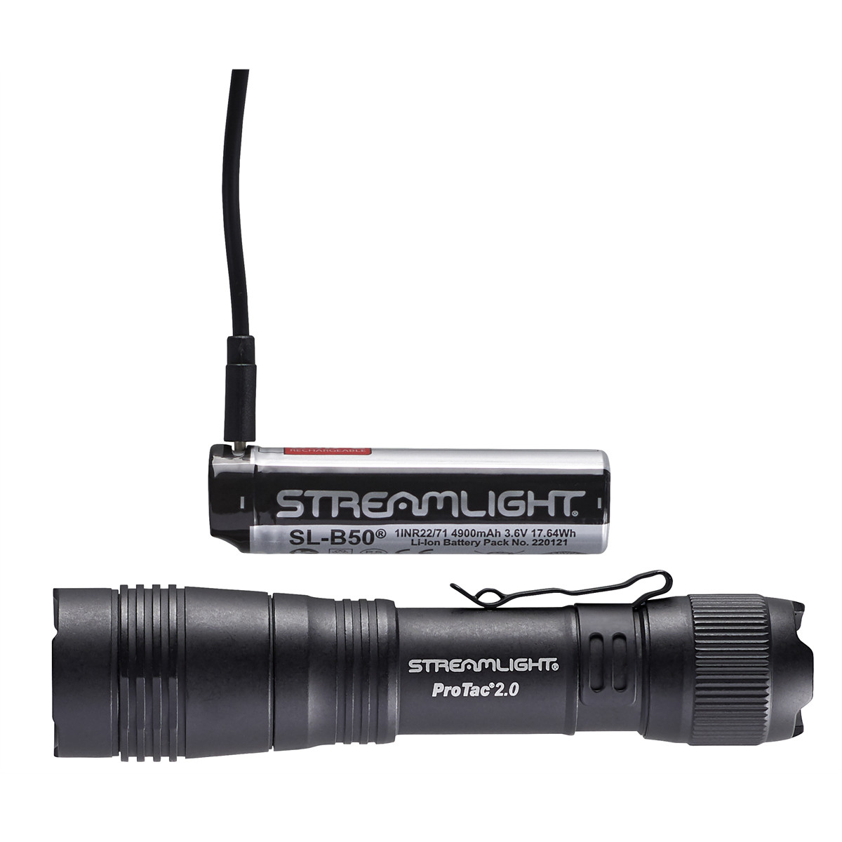 Streamlight 2000 Lumen ProTac 2.0 Flashlight – Includes SL-B50 battery pack, USB