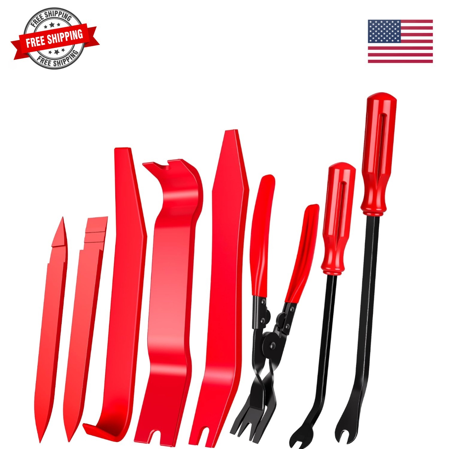 8 Pcs Auto Trim Removal Tool Kit Plastic Pry Tool & Clip Remover Pliers for C…