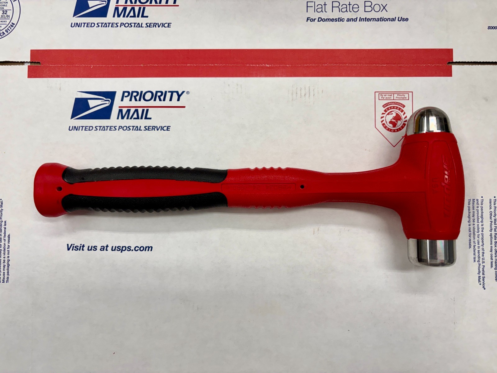 Brand New Snap-on Ball Peen 24oz RED Soft Grip Dead Blow Hammer HBBD24