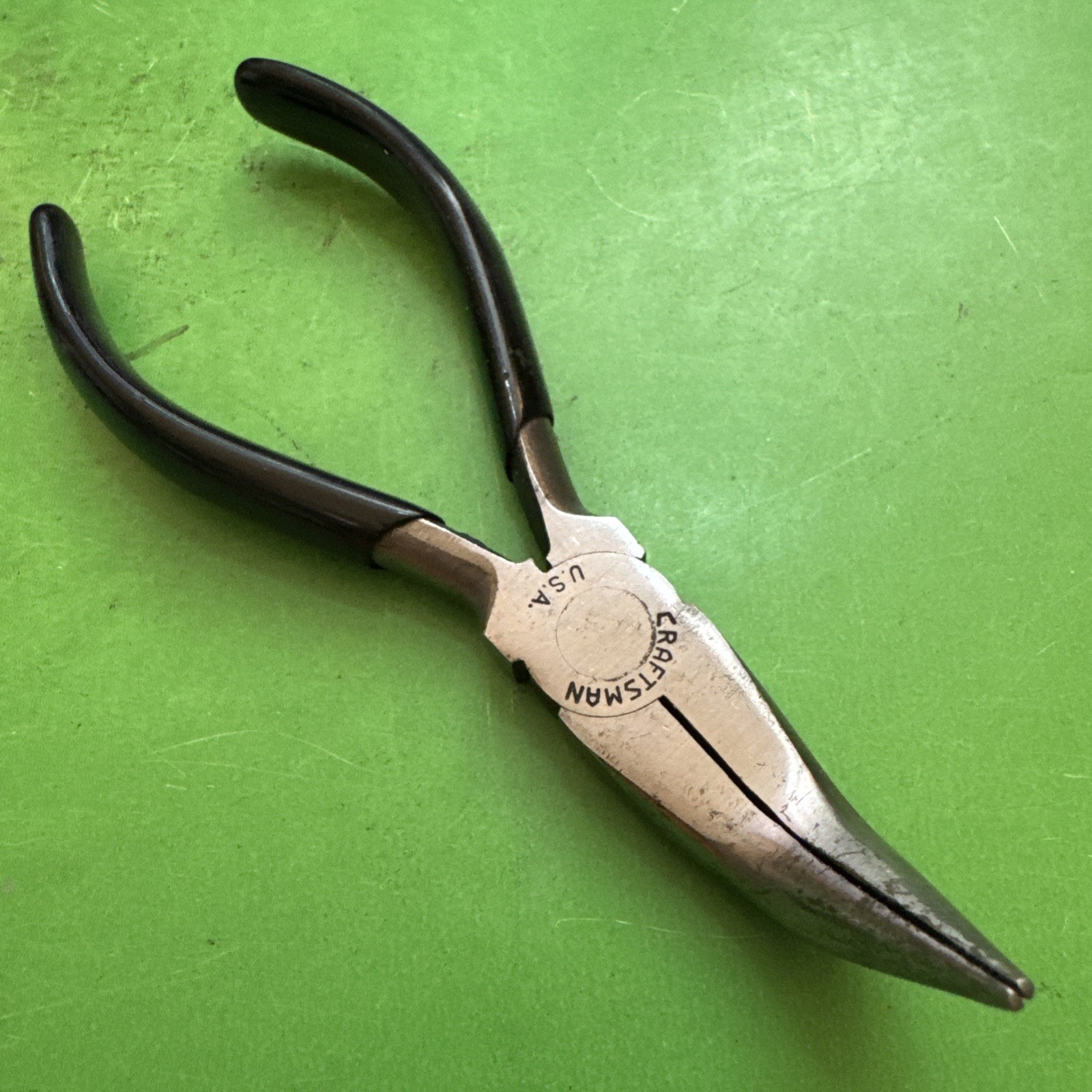 Craftsman Tools USA RARE «C» Stamp 5.5″ Long Black Grip Bent Needle Nose Pliers