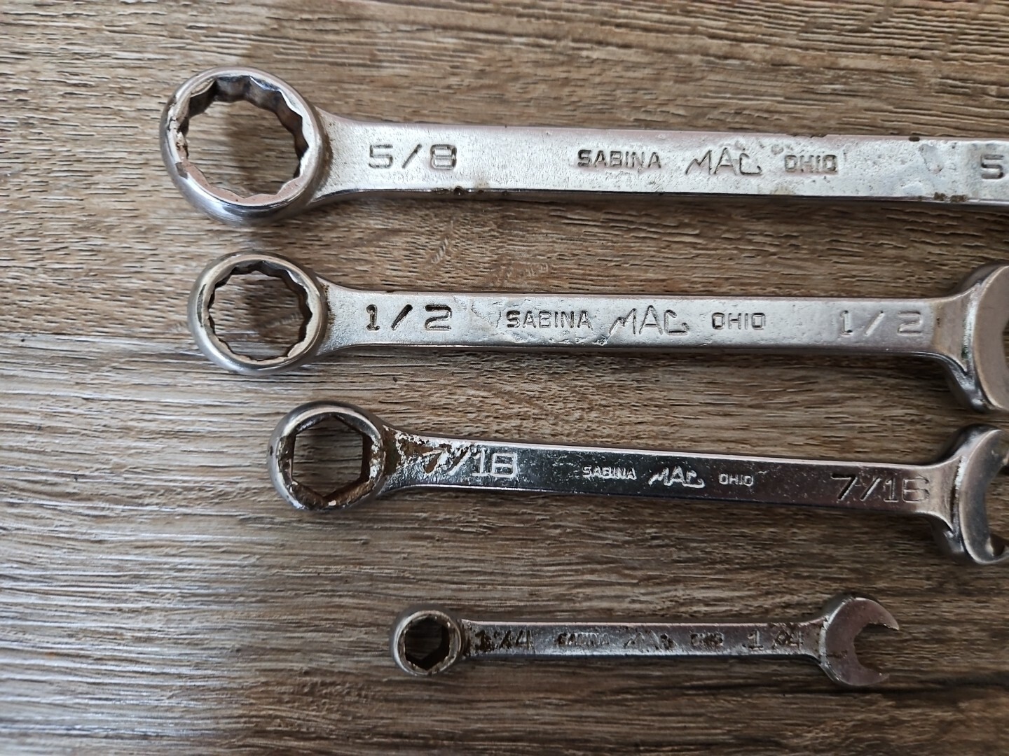 MAC Tools Sabina Ohio CH8 CA16 CA20 Angled Head Combo Wrench 5/8″ 1/2″ 7/16″ 1/4