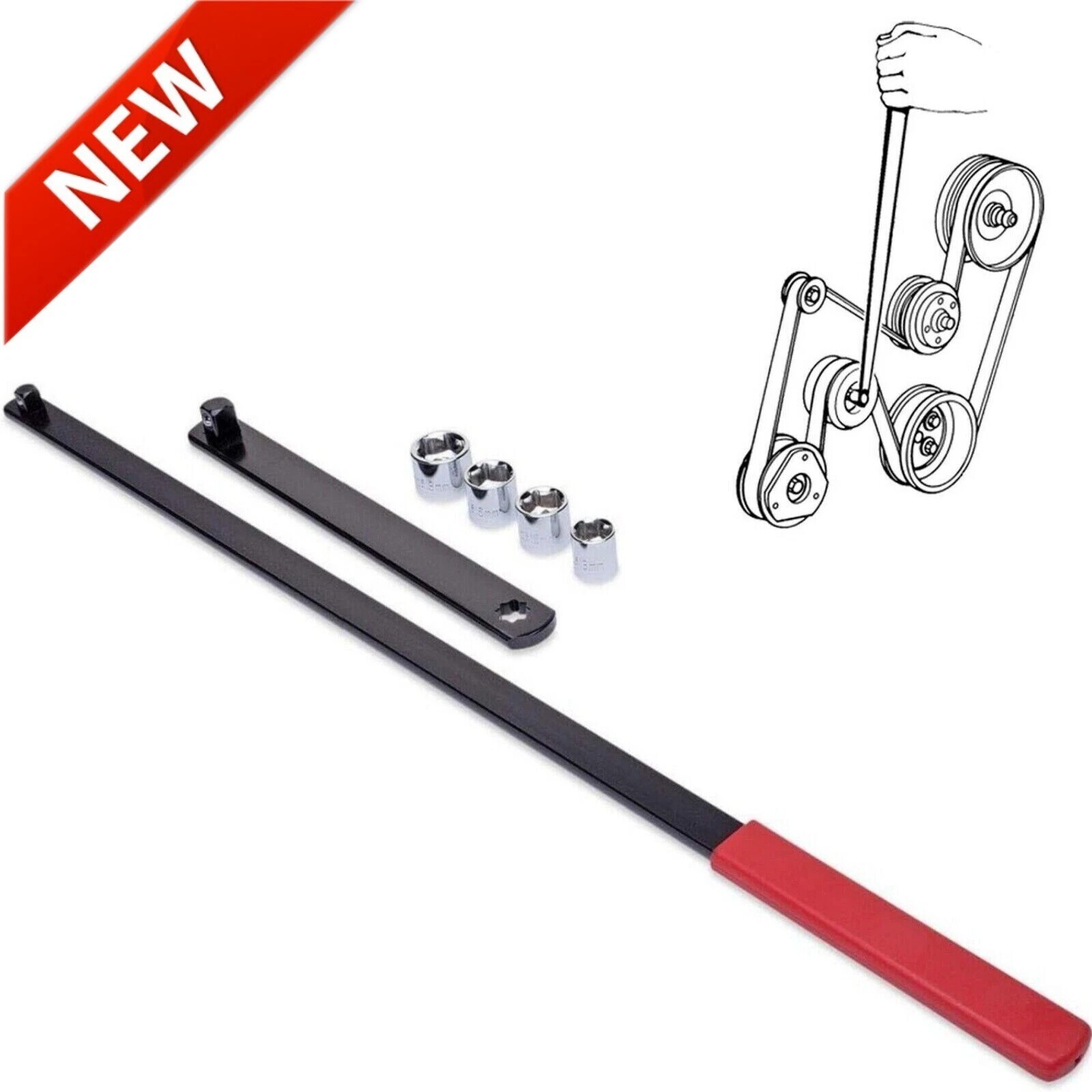 8X 3/8″ Pulley Wrench Installation Removal Serpentine Belt Tool Set US Stock