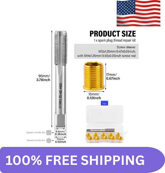 12Mm X 1.25 Helicoil Kit, m12x1.25 Spark Plug Thread Repair kit 12 Insert m…