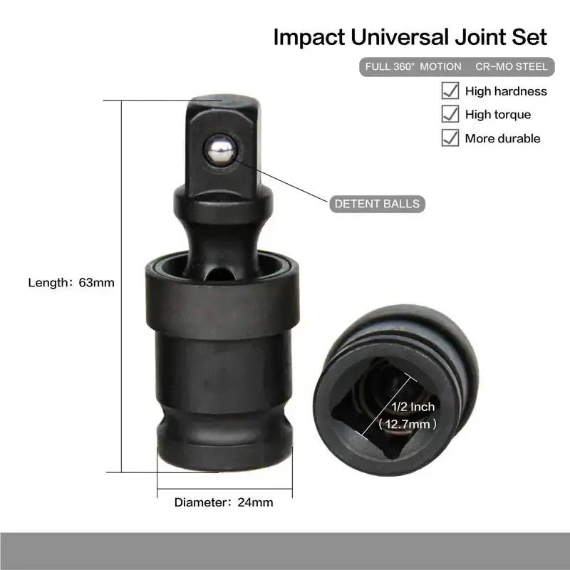 1PC 1/2″ DRIVE IMPACT SOCKETS UNIVERSAL JOINT SWIVEL WOBBLE ADAPTER TOOL