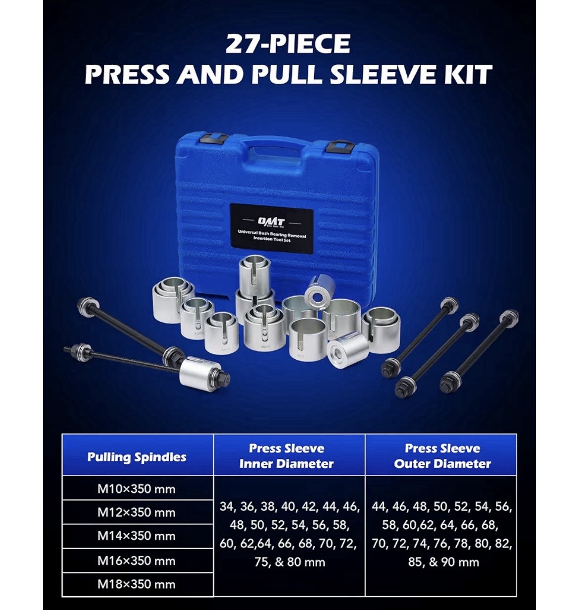 Bushing Press Kit, 21 pc Pull and Press Sleeve Kit for Most LCV HGV Engine Cars