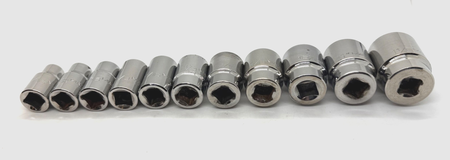 MATCO Tools 7/16” – 1-1/8” SAE Shallow 1/2″ Drive Socket Set Lot 6-Point Chrome