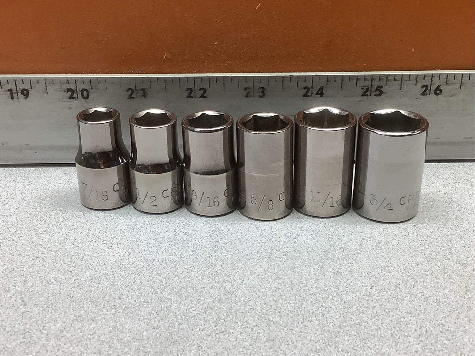 6pc Craftsman 1/2″ Drive Inverted G2 Series 6PT SAE Socket Set 7/16”to 3/4”