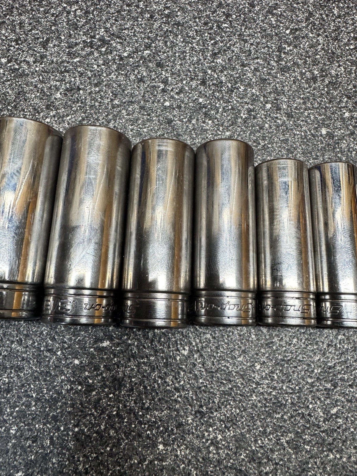 NICE! Snap-on 13pc 3/8″ Drive SAE 6pt Deep Chrome Standard Socket Set Deepwell
