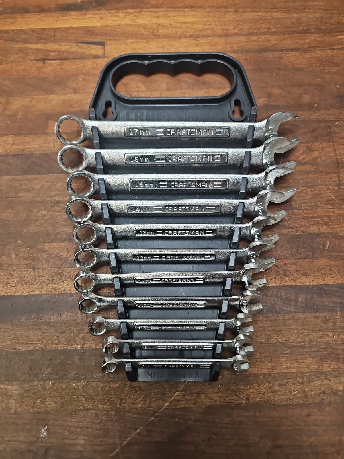 L59- vintage Craftsman Metric Combination Wrench Set 7mm-17 mm Forged In USA