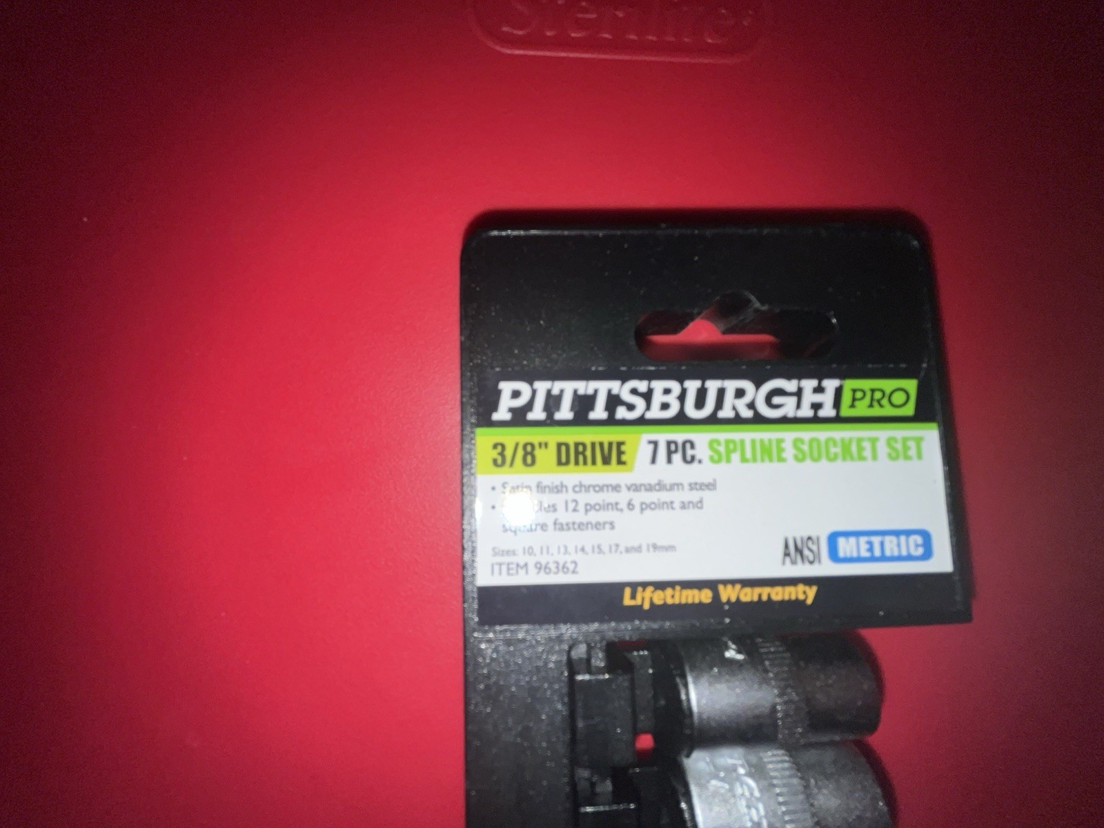 Pittsburgh Pro 3/8″ drive. 7pc spline socket Set 12 point 6 point & square faste