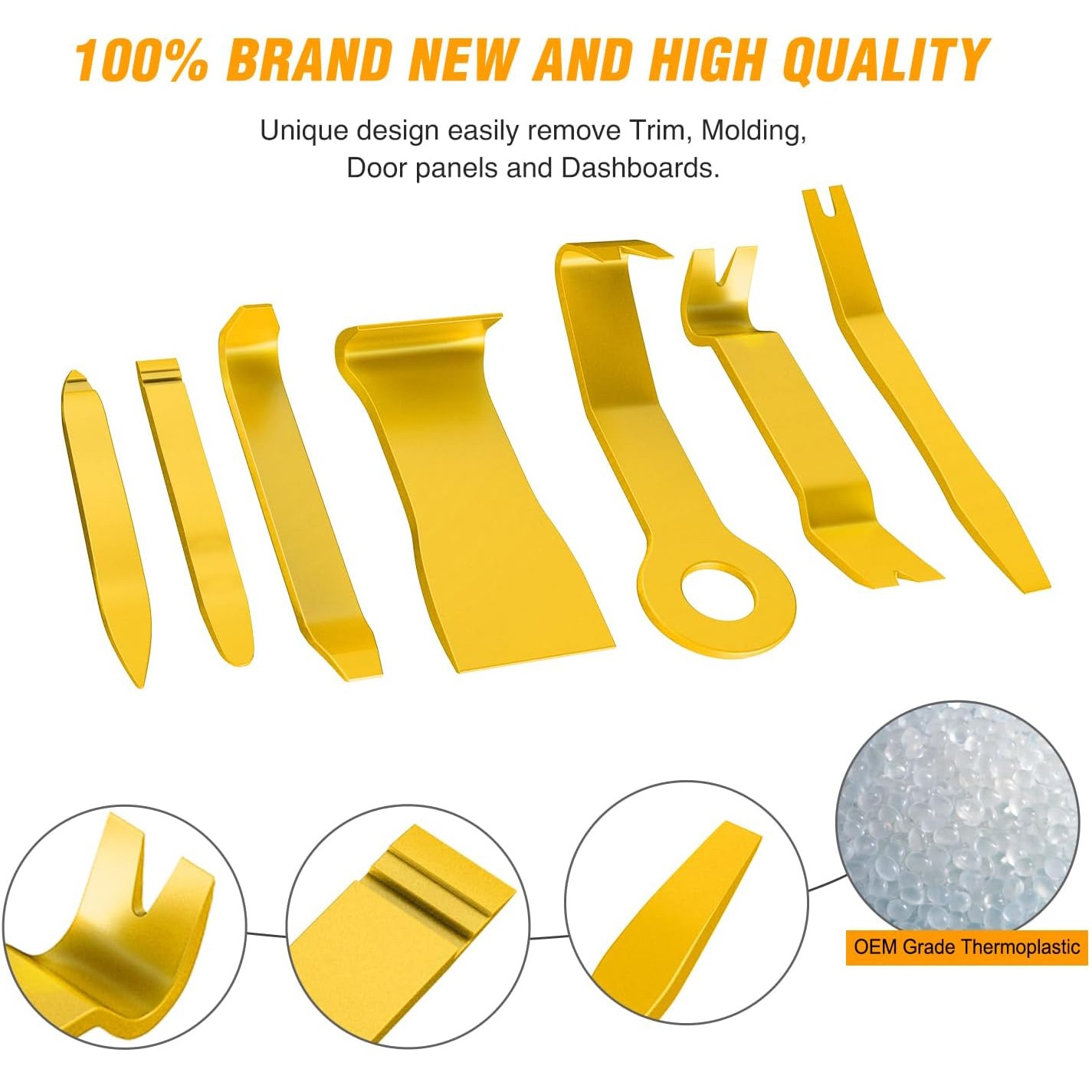 8PCS Trim Fastener Removal Tool Kit Universal For Car Audio Dash Panel-Yellow