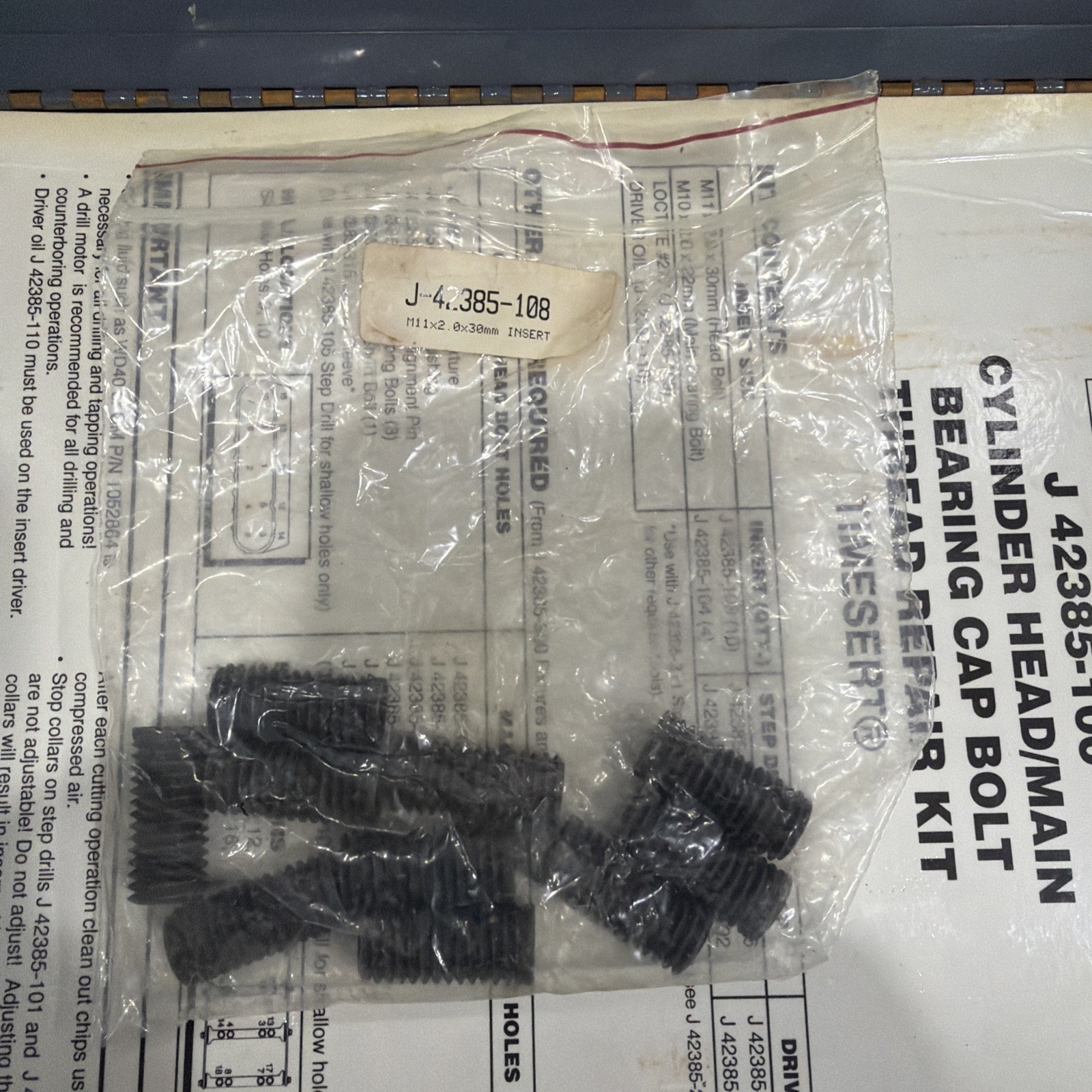 Kent Moore Thread Repair Kit J-42385-100 Main Bearing Head Time Sert Complete