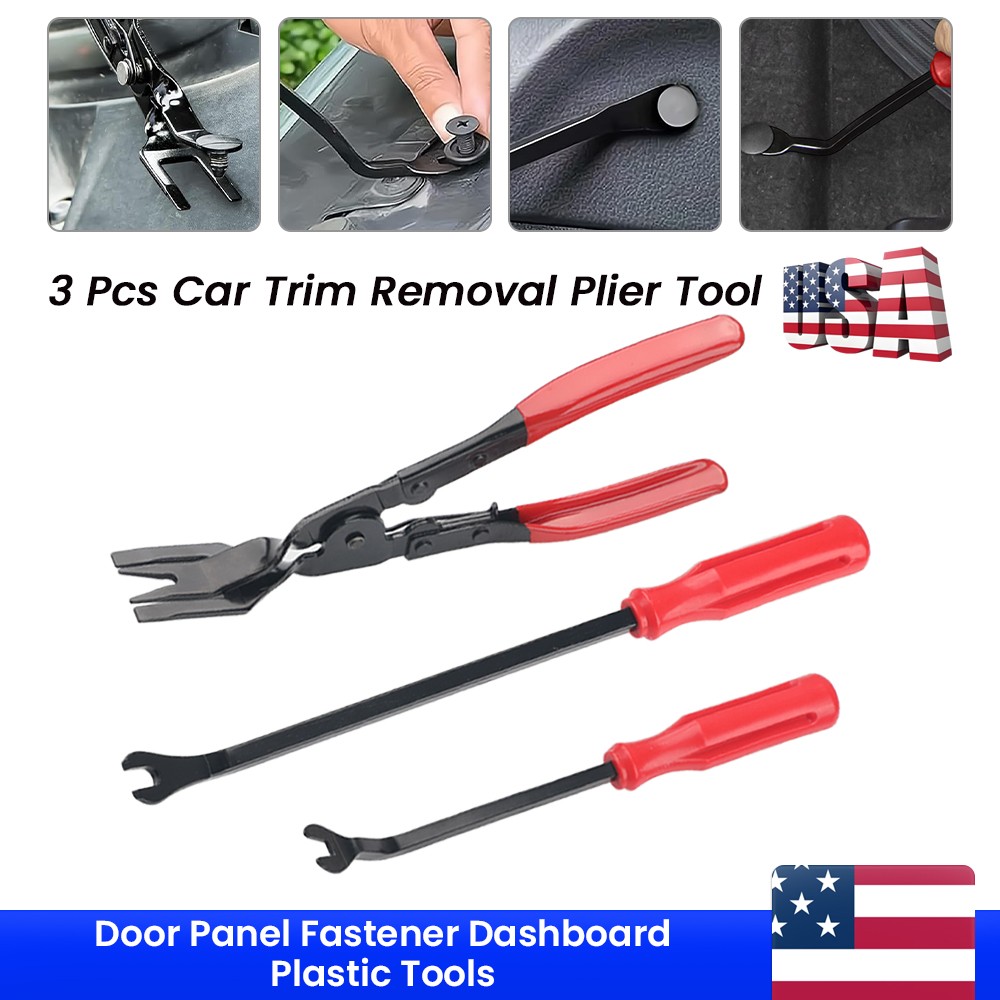 Car Trim Clip Upholstery Removal Tool Door Panel Fastener Pin Pliers 3Pcs set US