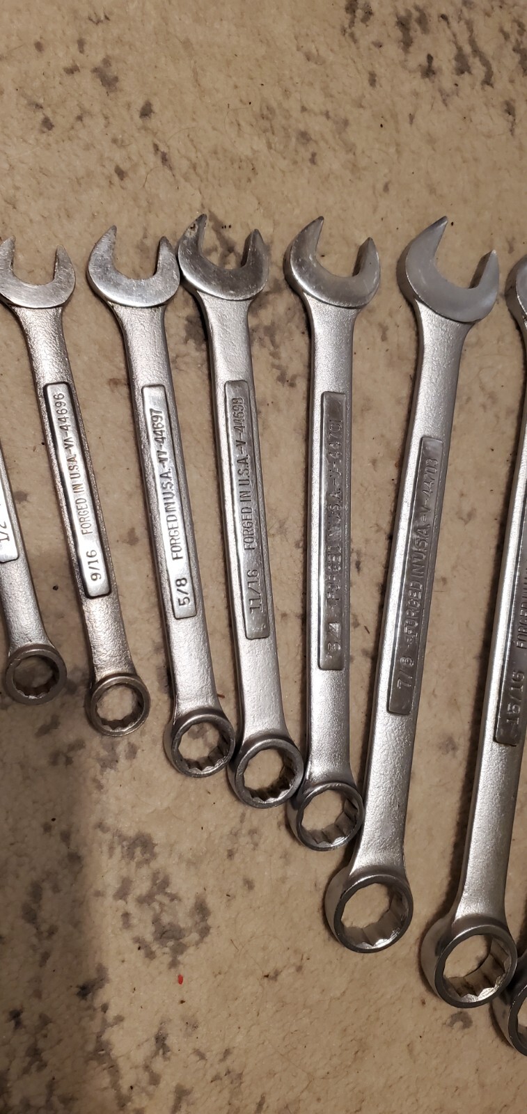 Craftsman Wrenches 44 Series Made In The Usa 1″-15/16-7/8-3/4-11/16-5/8-9/16-1/2