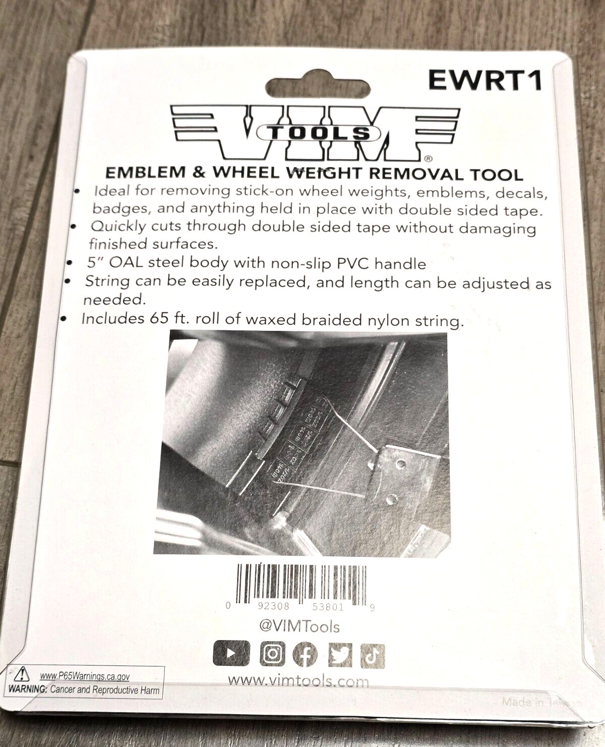 Vim Tools Emblem & Wheel Weight Removal Tool w/ 65′ Nylon String #EWRT1