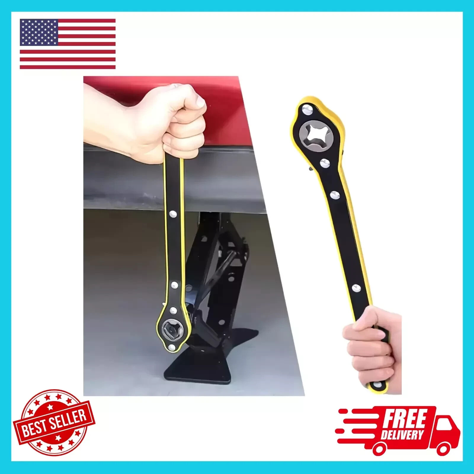Labor-Saving Car Scissor Jack Ratchet Wrench Tire Wheel Lug Wrench Repair Tool