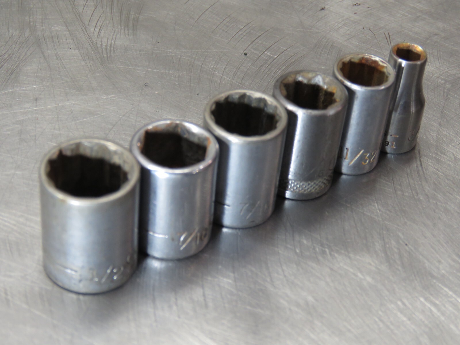 VINTAGE CRAFTSMAN USA 1/4 DRIVE SOCKET SET 1/2 7/16 11/32 5/16 3/16