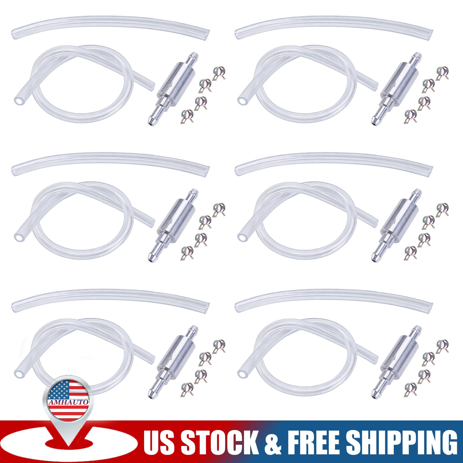 6 PCS Brake Bleeder Hose, One Way Check Valve Tube Bleeding Tool Kit Silver