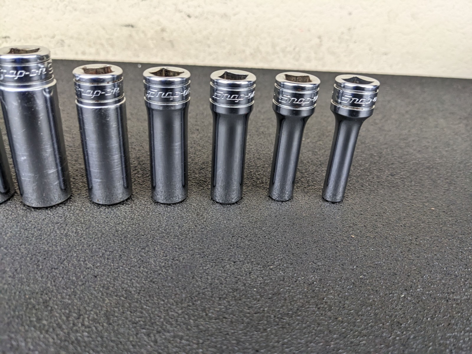 #bn942 Snap-on 211SFSY 1/4″ 7/8″ SAE 11-Piece 3/8″ Drive 6-Point Deep Socket Set